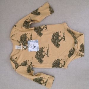 Kate Quinn organic cotton long sleeve lap neck bodysuit in apple tree print